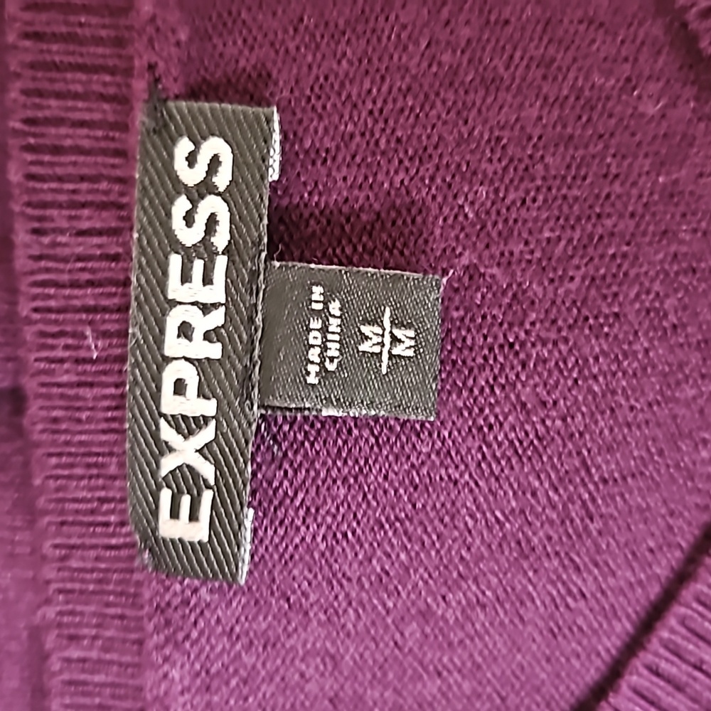 Express Plum Purple V-Neck Sweater, Size M - Picture 3 of 5